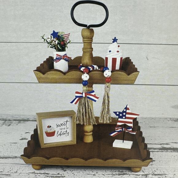 Kirkton House Fourth Of July Mini Tier Tray Display Set - Picture 2 of 3